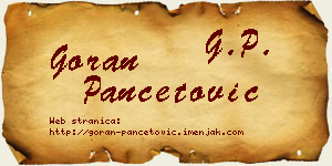 Goran Pančetović vizit kartica